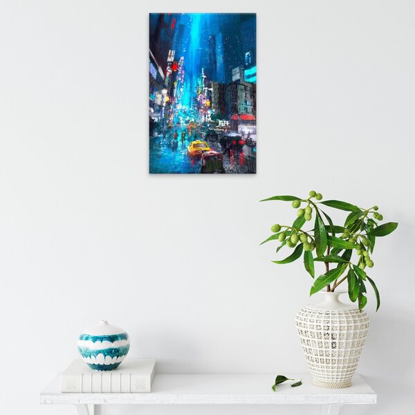 Obraz na plátne - Večerné daždivé mesto - 40x60 cm