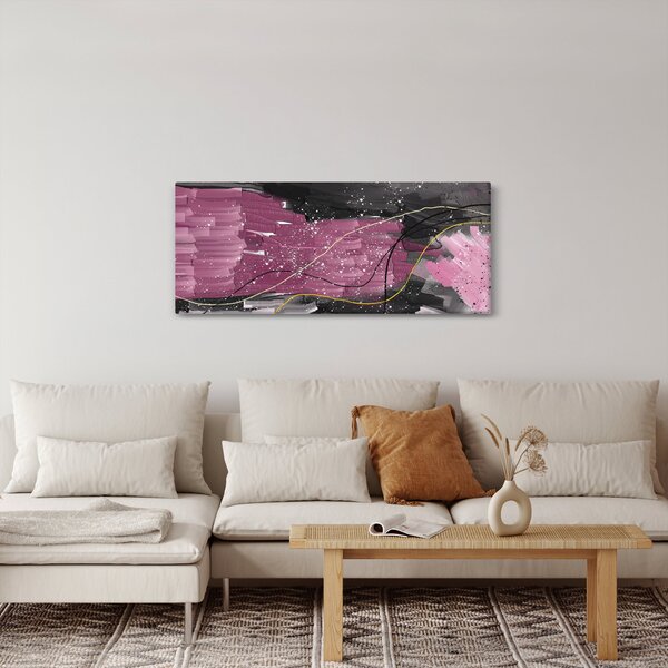 Obraz - Ružovo-čierna abstrakcia (120x50 cm)