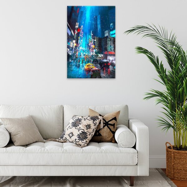 Obraz na plátne - Večerné daždivé mesto - 40x60 cm