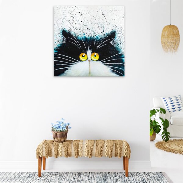 Obraz na plátne - Kocúr s veľkými žltými očami - 40x40 cm
