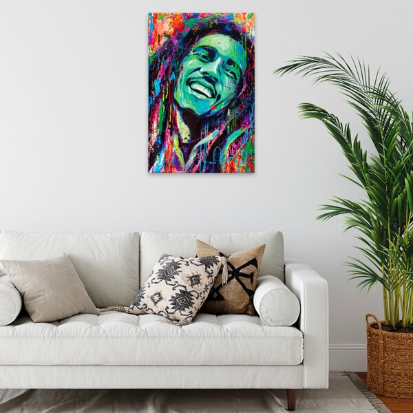 Obraz na plátne - Bob Marley v barvách - 40x60 cm