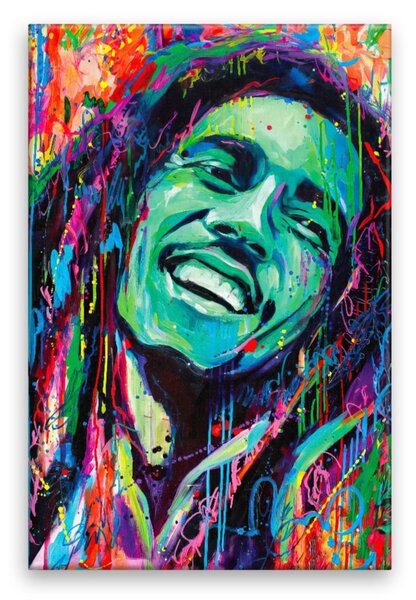 Obraz na plátne - Bob Marley v barvách - 40x60 cm