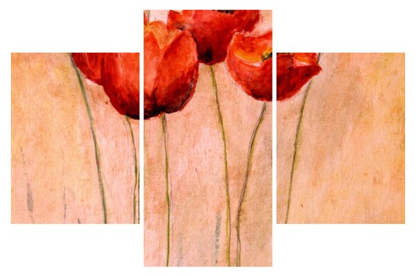 Obraz - Červené tulipány (90x60 cm)