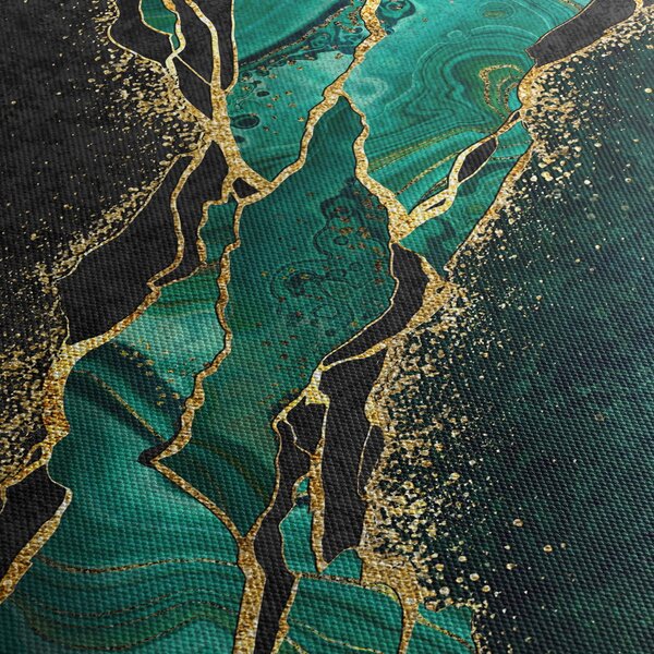Obraz - Petrolejovo-zlaté mramorovanie (90x60 cm)