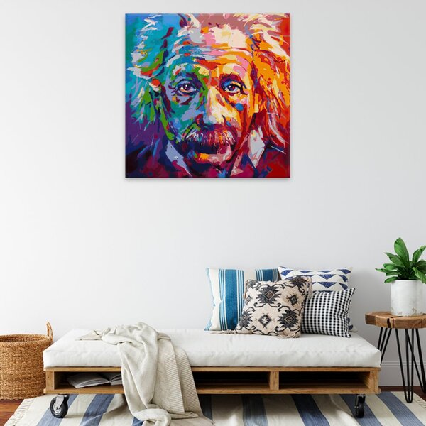 Obraz na plátne - Albert Einstein vo farbách - 40x40 cm