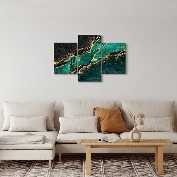 Obraz - Petrolejovo-zlaté mramorovanie (90x60 cm)