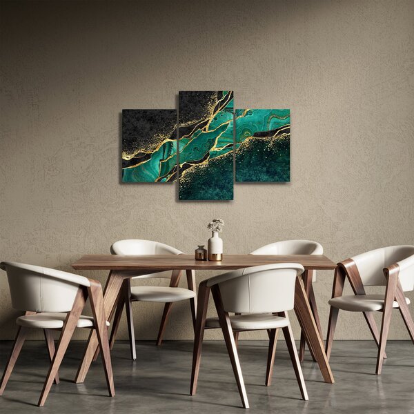 Obraz - Petrolejovo-zlaté mramorovanie (90x60 cm)