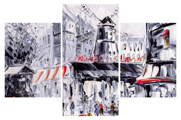 Obraz - Ulica v Paríži, olejomaľba (90x60 cm)