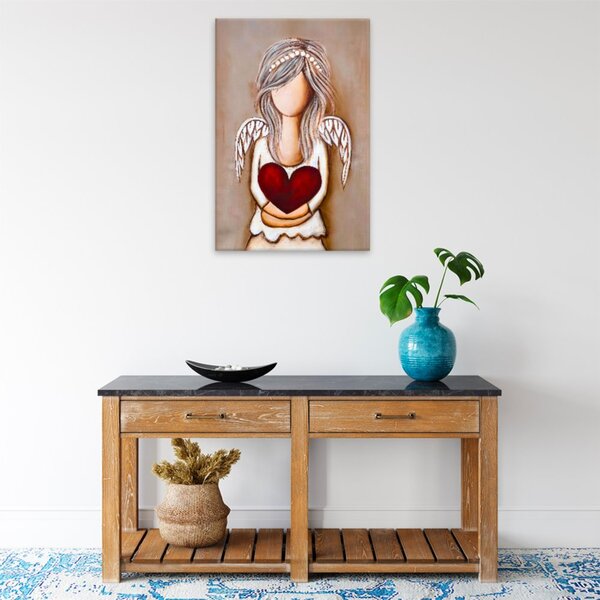 Obraz na plátne - Anjel s veľkým srdcom - 40x60 cm