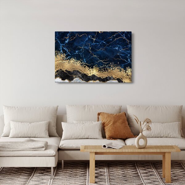 Obraz - Tmavo-modrý mramor (90x60 cm)