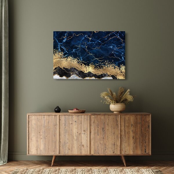 Obraz - Tmavo-modrý mramor (90x60 cm)
