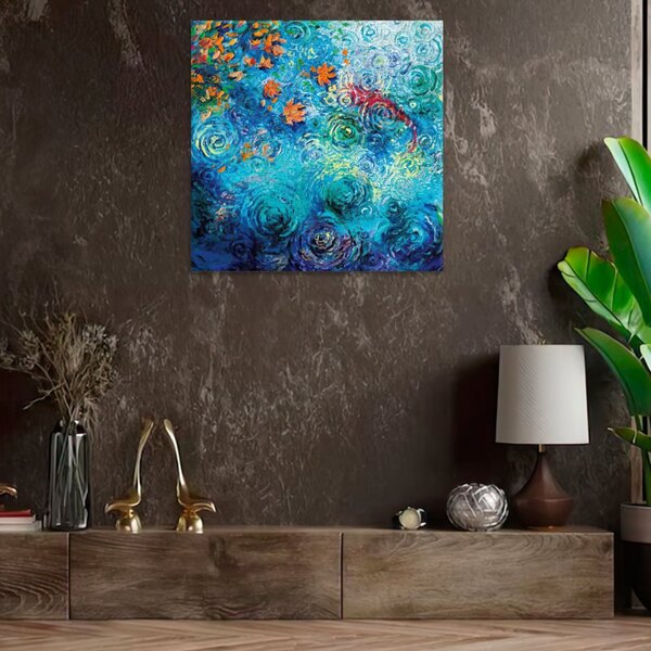 Obraz na plátne - Rybník v daždi - 40x40 cm