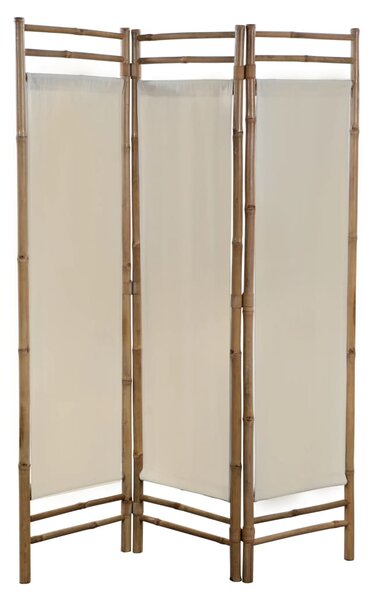Skladací 3-panelový paraván, bambus a plátno, 120 cm