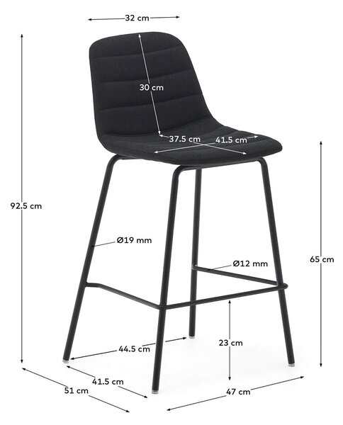 MUZZA Barová stolička luzinda 65 cm čierna