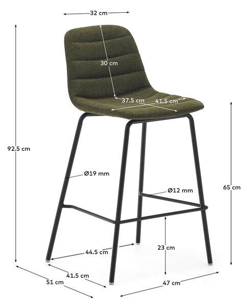 MUZZA Barová stolička luzinda 65 cm zelená