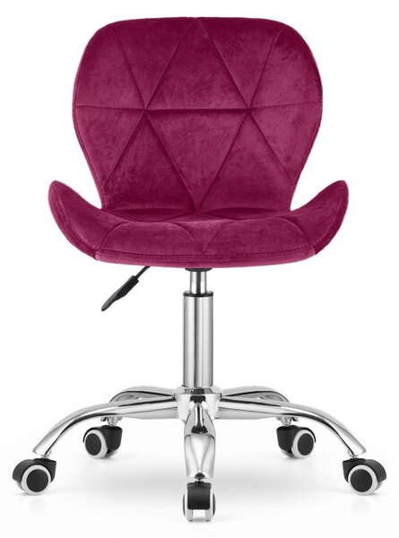 Set do pracovne ZARIMO stôl 80x40 cm biely + kreslo AVOLA VELVET vínové