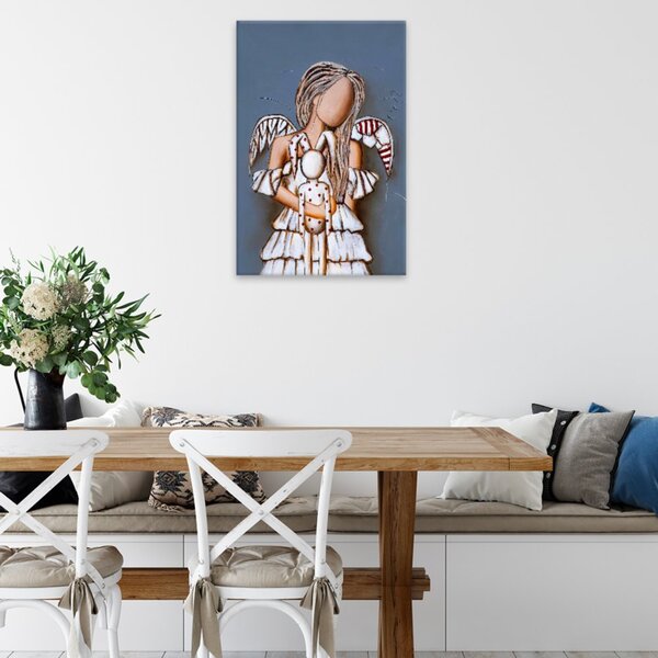 Obraz na plátne - Anjel s plyšákom - 40x60 cm