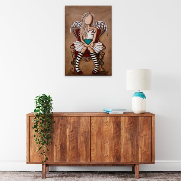 Obraz na plátne - Anjel so srdcom na dlani - 40x60 cm