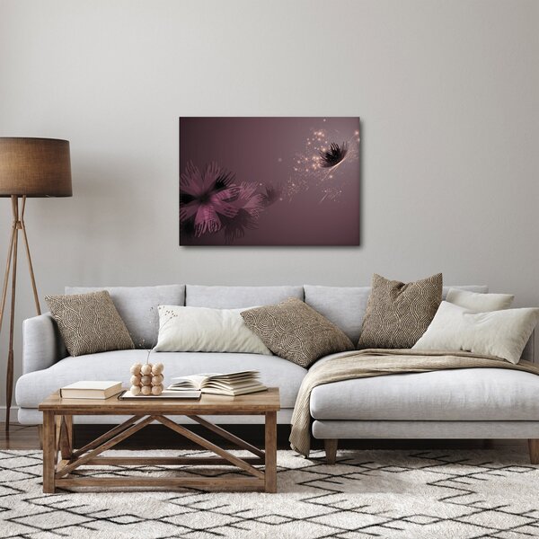 Obraz kvetu s motýľom (70x50 cm)