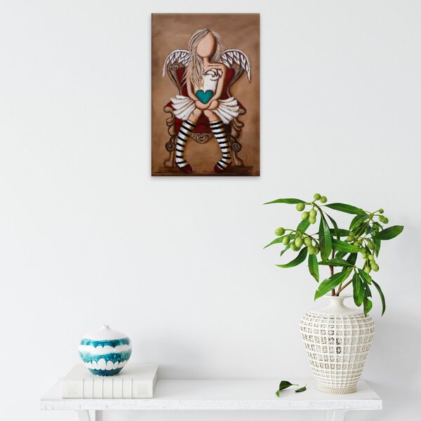 Obraz na plátne - Anjel so srdcom na dlani - 40x60 cm