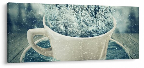 Obraz - Zimný svet v hrnčeku (120x50 cm)