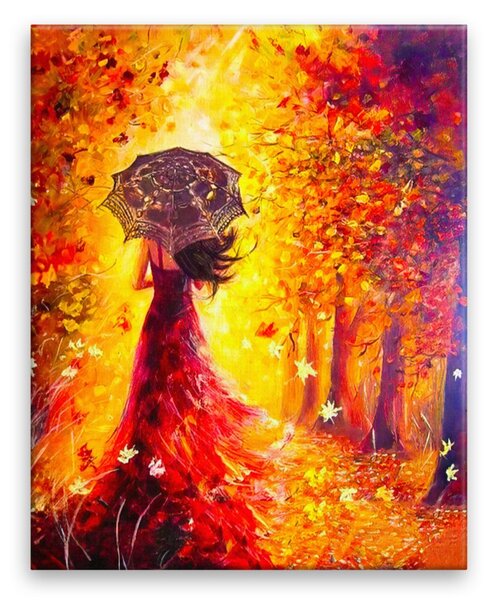 Obraz na plátne - Žena na prechádzke - 40x50 cm