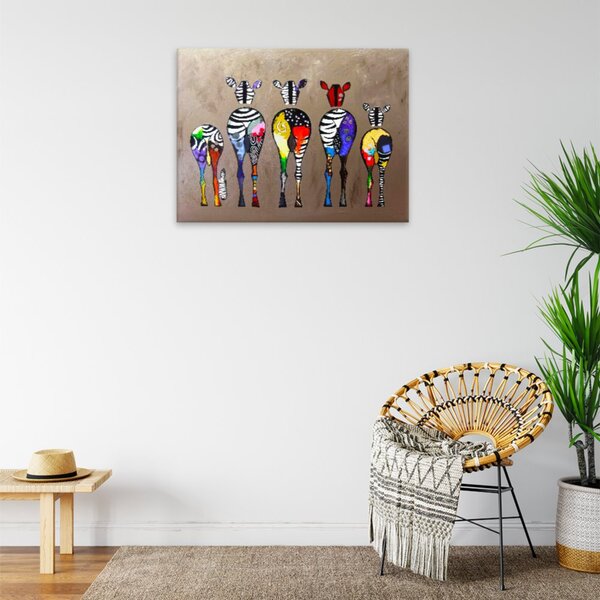 Obraz na plátne - Farebné zebry zozadu - 40x30 cm