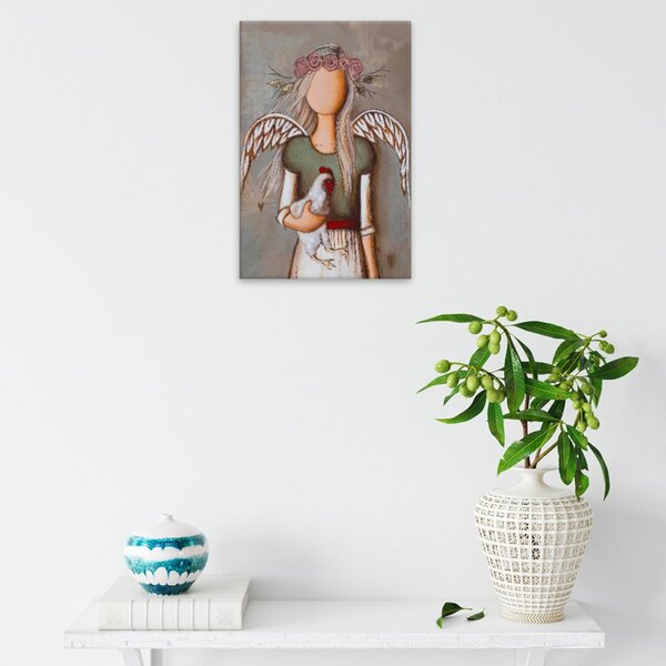 Obraz na plátne - Anjel so sliepkou - 40x60 cm