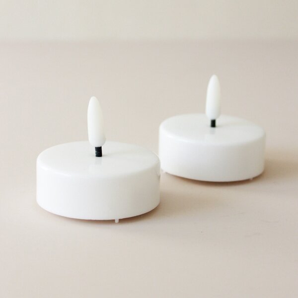Čajová LED sviečka Flamme White 5,8 cm – set 2 ks