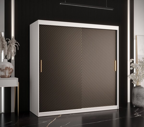 Skriňa s posuvnými dverami PAOLA - šírka 180 cm, biela / čierna