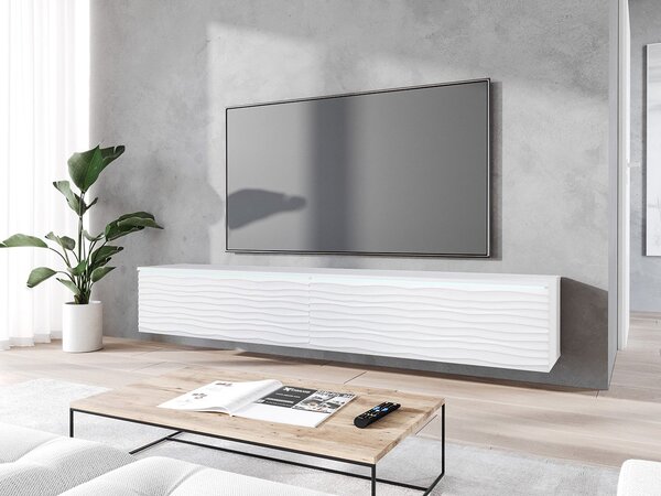 Mirjan24 TV stolík/skrinka Dlone 180 MDF, Farby: biały / biały jodełka, Osvetlenie: bez osvetlenia 5903211316876