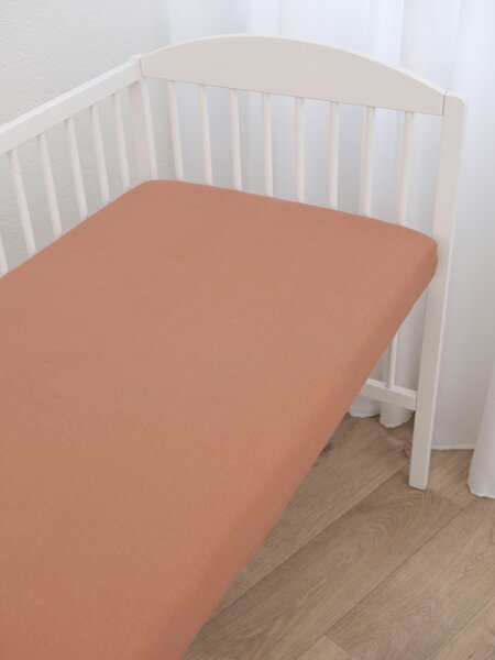 Jersey plachta do postieľky Classic 60 x 120 cm – terakota