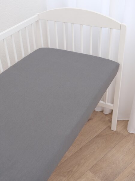 Jersey plachta do postieľky Classic 60 x 120 cm – tmavo sivá