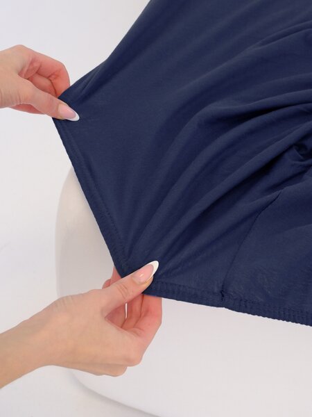 Jersey plachta do postieľky Classic 60 x 120 cm – tmavo modrá