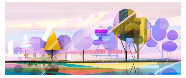 Obraz - Abstrakcia, krajina (120x50 cm)
