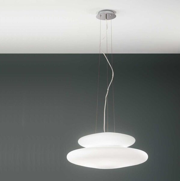 Ondaluce - Závesný luster PAGODA na lane 3xE27/15W/230V + 2xE27/15W, priemer 50 cm, biela
