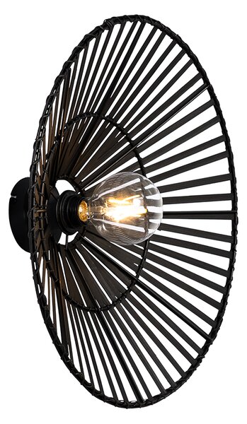 Orientálna nástenná lampa čierna bambus - Pua