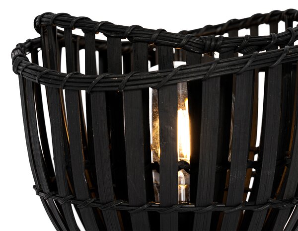 Orientálna stolná lampa čierna bambus - Pua