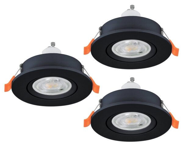 Eglo 902257 - SADA 3x LED podhľadové bodové svietidlo BARRANCO 1xGU10/4,5W/230V čierna