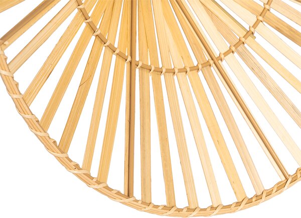 Orientálna nástenná lampa čierna s prírodným bambusom - Pua