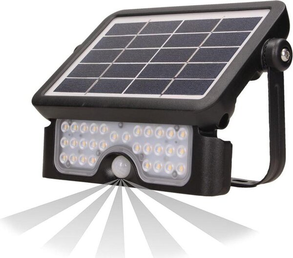 Solárny reflektor ORNO AD-SL-6108BLR4, 500lm, IP65, 4000K, 2x1500mAh, čierny