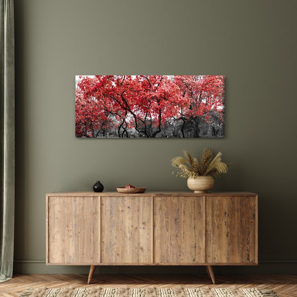 Obraz - Červené stromy, Central Park, New York (120x50 cm)