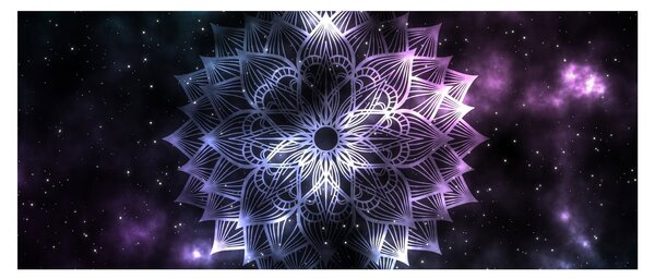 Obraz - Lotusová mandala vo vesmíre (120x50 cm)