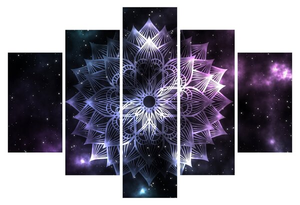 Obraz - Lotusová mandala vo vesmíre (150x105 cm)