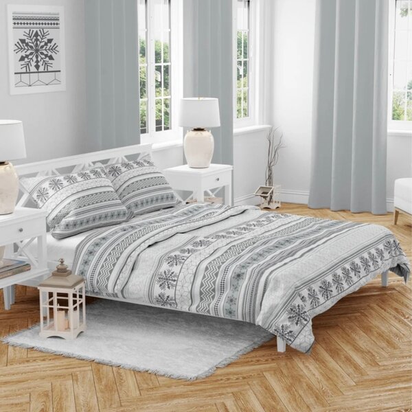 Vianočné obliečky bavlnené Winter sivé TiaHome - 1x Vankúš 90x70cm, 1x Paplón 140x200cm
