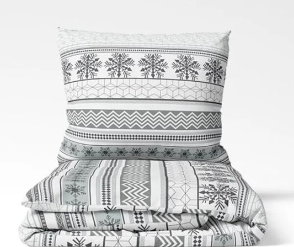 Vianočné obliečky bavlnené Winter sivé TiaHome - 1x Vankúš 90x70cm, 1x Paplón 140x200cm