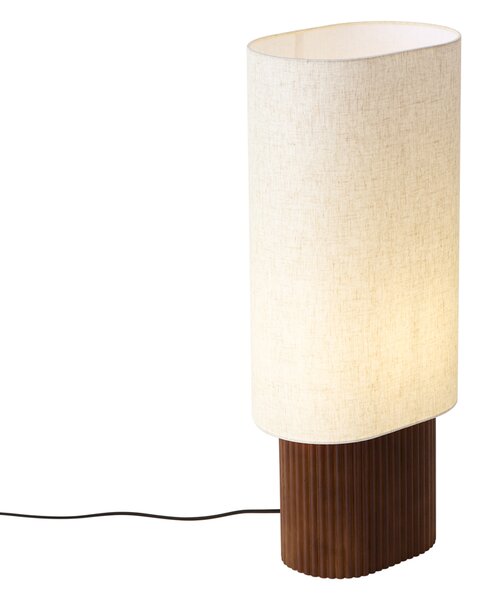 Japandi stojaca lampa orechové drevo s látkovým tienidlom 70cm - Lamel