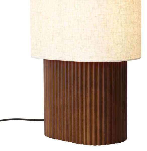 Japandi stojaca lampa orechové drevo s látkovým tienidlom 70cm - Lamel