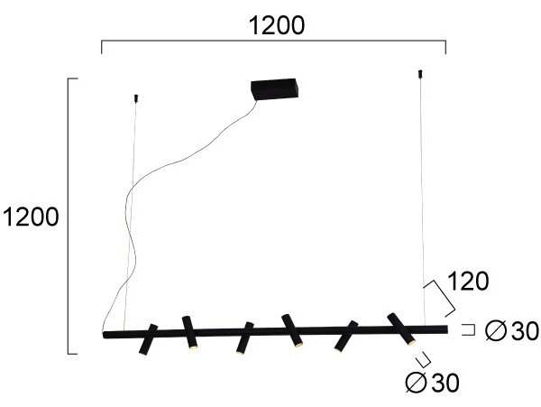 LED luster na lanku CLIO LED/29W/230V čierny