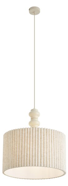 Japandi závesná lampa béžová s ľanovým tienidlom 50cm - Fedde